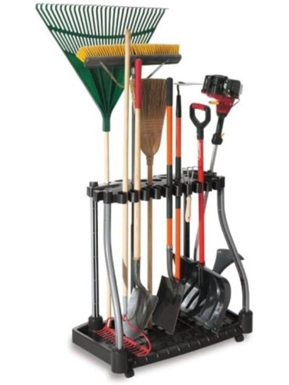 Garage Tool Tower Rack Easy to Assemble Wheeled Organizes up to 40 Long-Handled